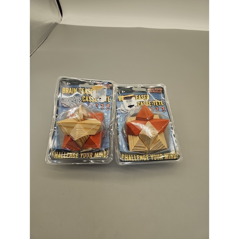 New Brain Teaster Casse-tete Real Wood 3D Puzzle Lot Of 2 New